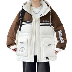 79011-特P258冬季男士羽绒服外套短款连帽宽松潮流加厚保暖港风图片