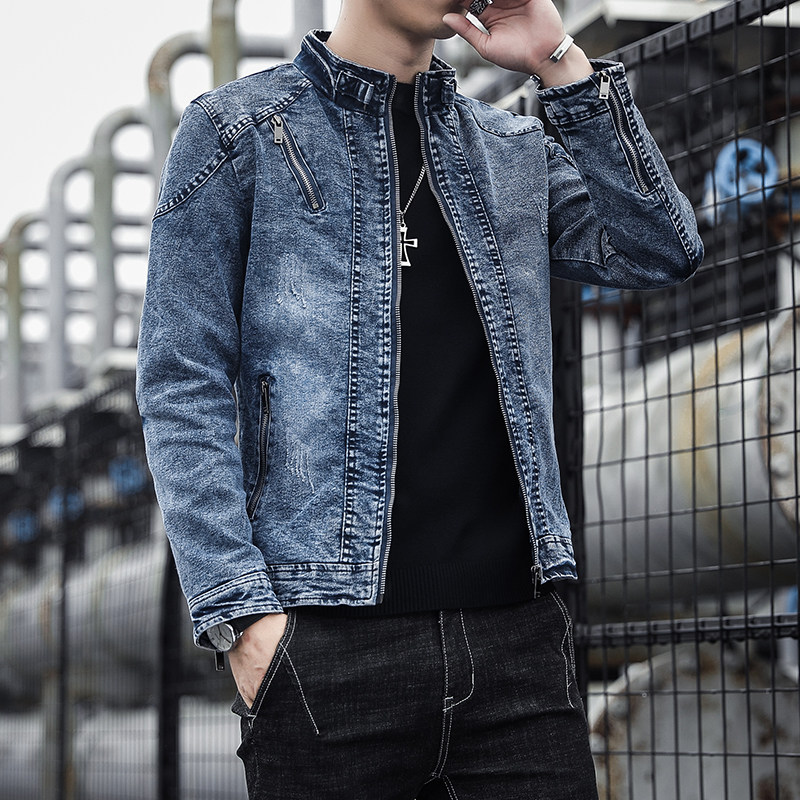 JK1823-P100美式复古水洗做旧连帽牛仔夹克外套男宽松牛仔,男装夹克,电商D310B