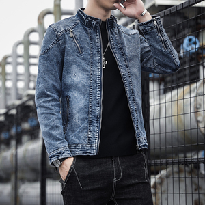 JK1823-P100美式复古水洗做旧连帽牛仔夹克外套男宽松牛仔图片