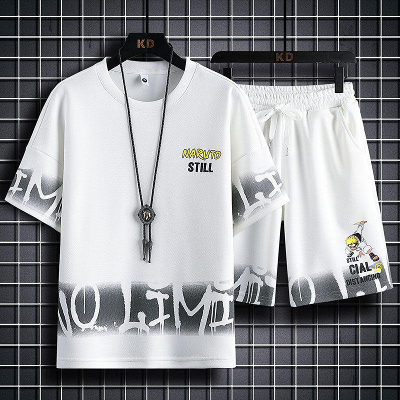 83609-P60休闲时尚套装男夏季运动休闲服潮牌一套搭配短袖短裤男,男装T恤,电商D310B