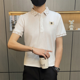 PL3081-P40控65社会小伙修身翻领短袖体恤英伦男士休闲POLO衫夏季，男装Polo衫，电商D310B