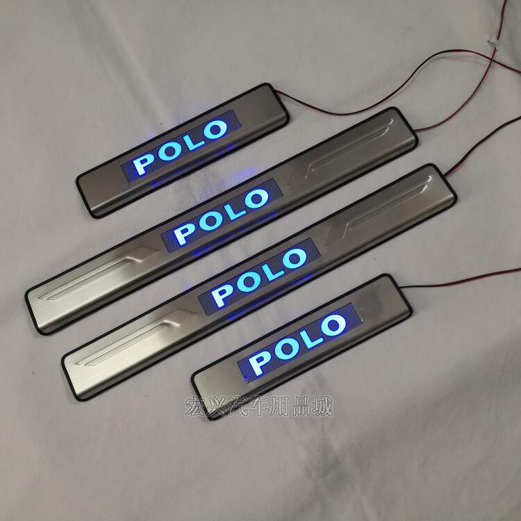 适用11 12 13 14 15款大众波罗polo门槛条迎宾踏板LED带灯 防护条