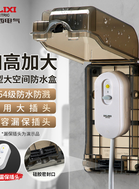 德力西漏保插座防水盒热水器智能马桶盖带漏保大插头防溅盒罩IP54