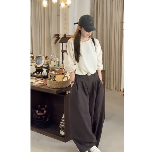 法式慵懒V领针织阔腿两件套女