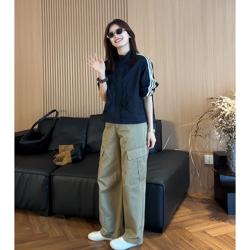 休闲外套百搭显瘦工装裤两件套