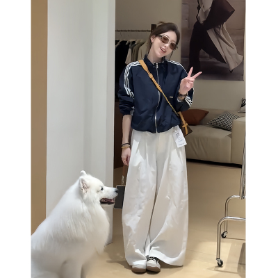 特棒球服外套休闲阔腿裤两件套