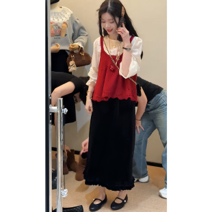 两件套女 阔腿裤 韩系早秋穿搭套装 减龄高级感针织马甲背心叠穿衬衫