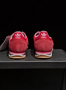 Adidas阿迪达斯红色系带运动休闲鞋女时尚潮流翻毛皮德训鞋JH7392