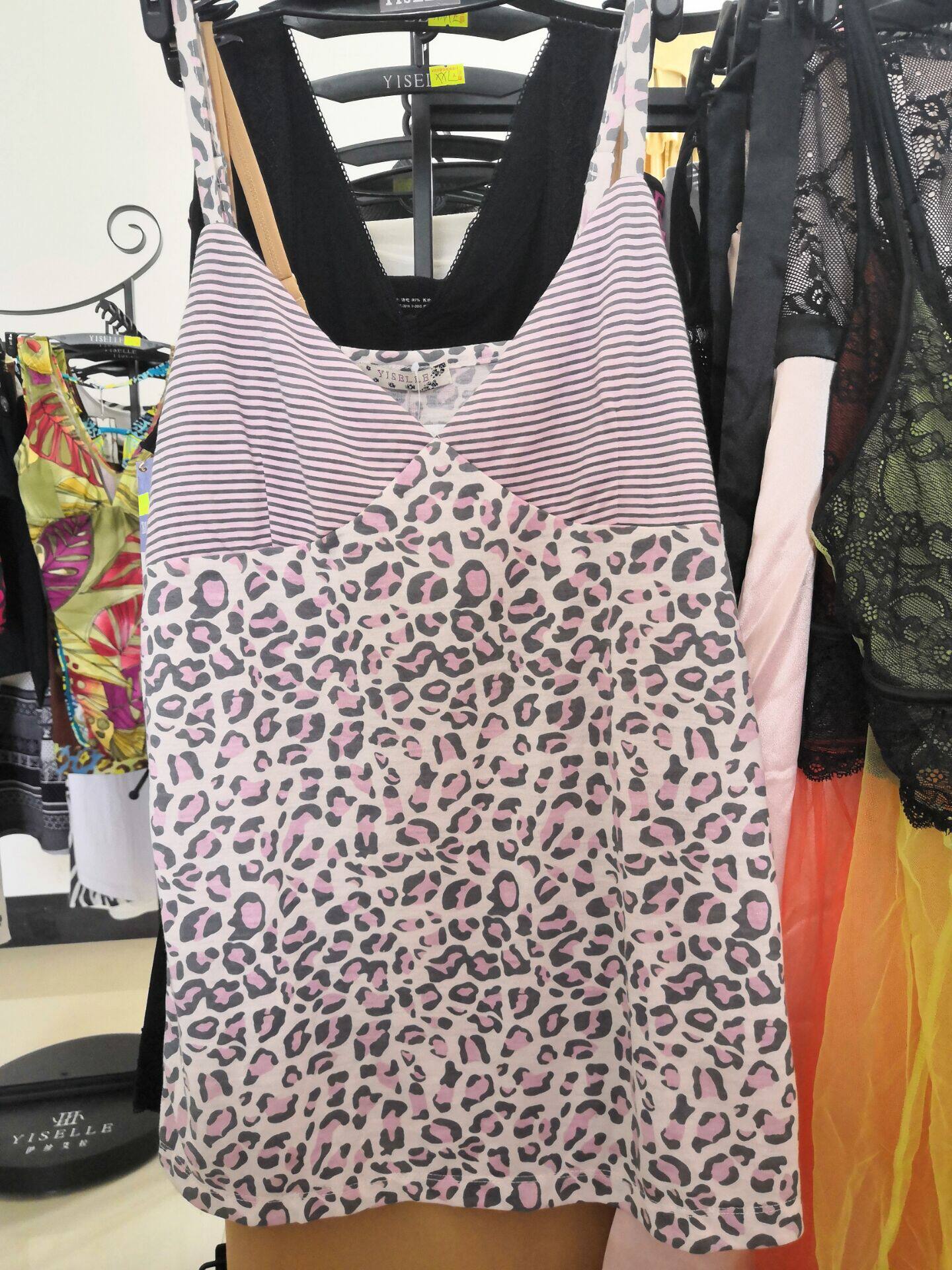 伊丝艾拉专柜正品 蝴蝶结背心 家居服黑白条女士吊带衫 睡衣5120