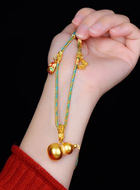 沙金葫芦金店同款福禄新中式复古国潮葫芦编绳可调节项链百搭时尚