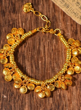 金店同款招财进宝算盘珠古法手串女款简约复古民族风沙金高保色