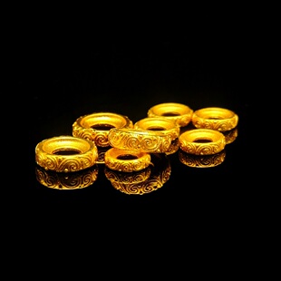 古法工艺保色沙金唐草纹隔片卡环垫片隔珠文玩饰品diy弟子珠配件