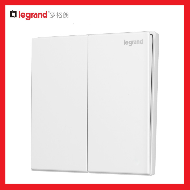 tcl罗格朗床头开关两位双联电灯开关家用2二开双连双控开关86型白