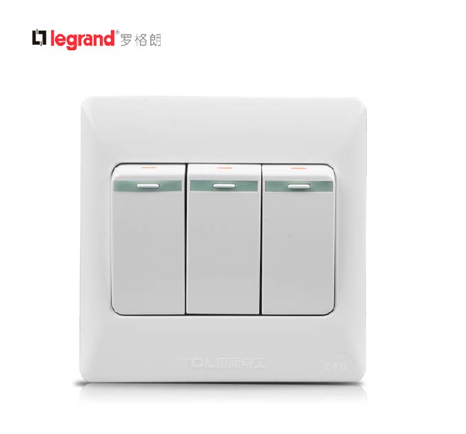 tcl罗格朗开关插座86型三位双联面板双控三开关面板三开双控