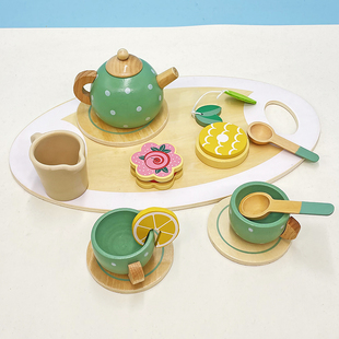过家家仿真木制冰淇淋茶壶茶具男女孩下午茶厨房玩具儿童茶艺套装