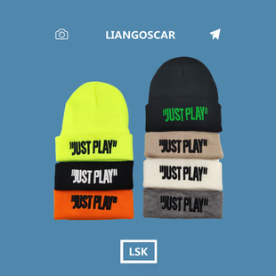 黑色街舞毛线帽子女秋冬天薄款 嘻哈月子套头帽日系针织帽男潮 个性