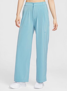 Nike bliss dri fit耐克女直筒长裤高腰薄款休闲阔腿裤FQ2167-464