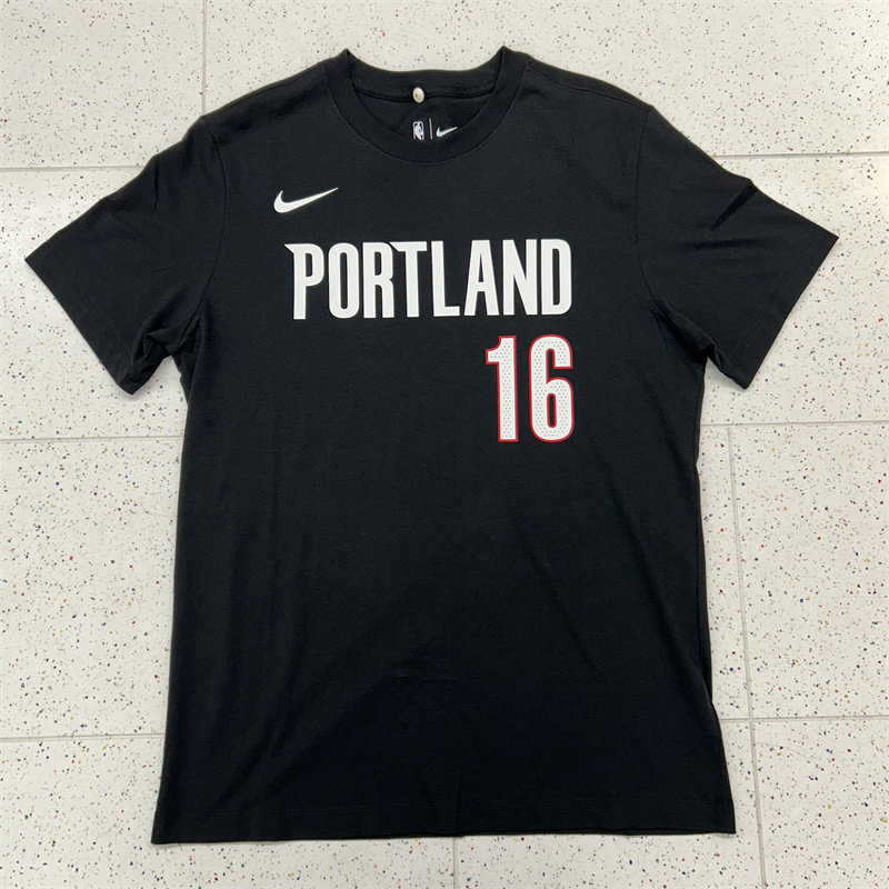 Nike耐克波特兰开拓者队NBA杨瀚森男子短袖T恤夏季纯棉IV0566-015