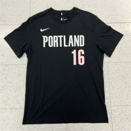 Nike耐克波特兰开拓者队NBA杨瀚森男子短袖T恤夏季纯棉IV0566-015