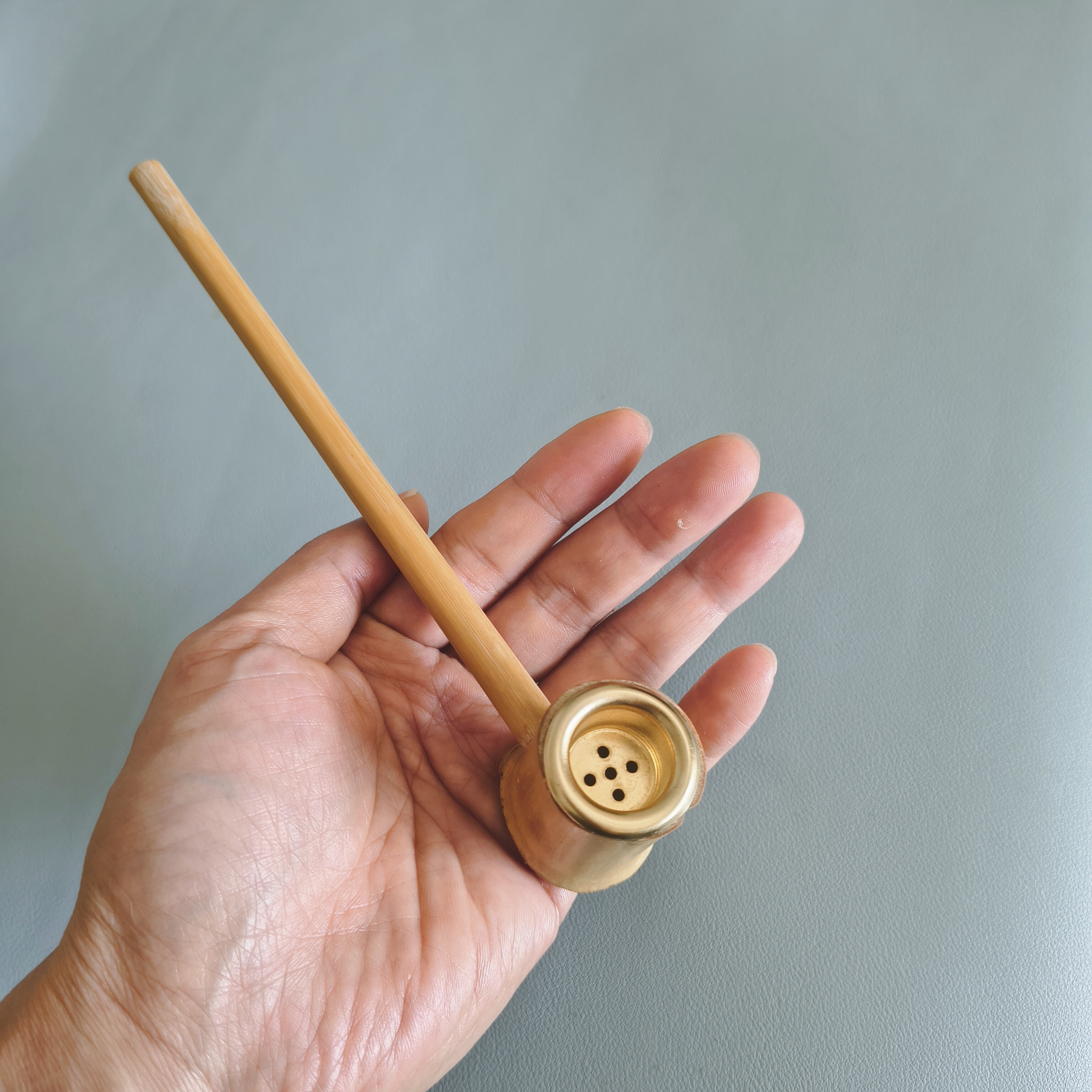 纯手工制作拼接竹烟斗烟丝款把玩竹小斗子一物一图