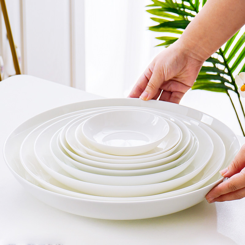 5-14寸骨瓷家用圆形加大深盘瓷盘