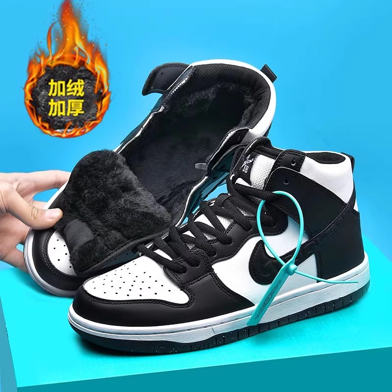 官网冬季男鞋加绒保暖棉鞋高帮鞋莆田鞋青少年真皮板鞋女运动鞋