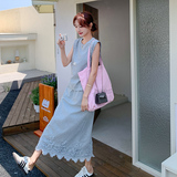 高级感蕾丝花边背心半身裙套装女2025夏季新款法式漂亮休闲两件套，女装套装/套裙，浙宝191（原浙宝008）