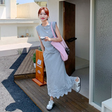 高级感蕾丝花边背心半身裙套装女2025夏季新款法式漂亮休闲两件套，女装套装/套裙，浙宝191（原浙宝008）