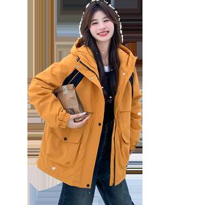 拼色冲锋衣加厚连帽派克羽绒服外套A127-P235-K352图片