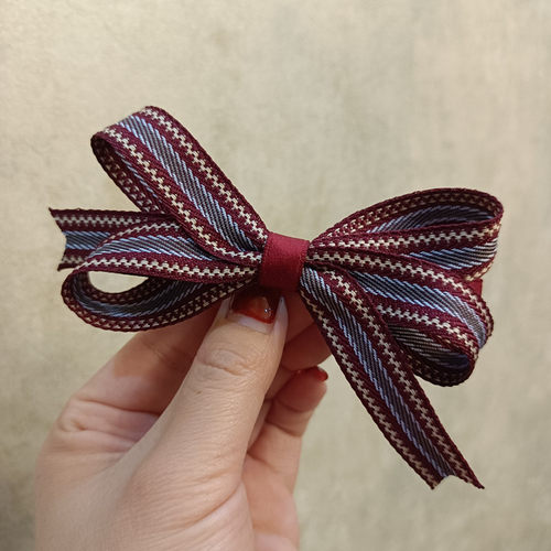 原创民族风酒红色条纹马尾夹