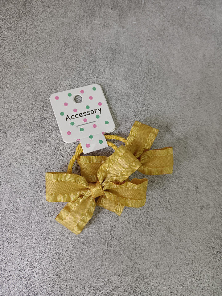 宝宝头绳甜美可爱小女孩小童皮筋姜黄色木耳边迷你蝴蝶结发绳发圈