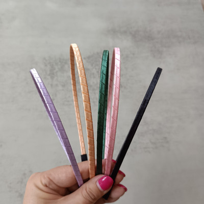 极简风学院风发箍布艺纯色织带缠绕素圈细发箍铁发箍中小学生头箍