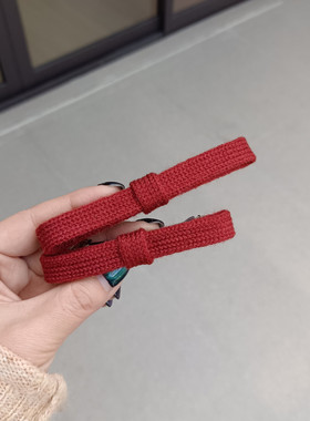 秋冬款简约成人发夹复古红色针织蝴蝶结弹簧夹顶夹边夹丸子头发夹
