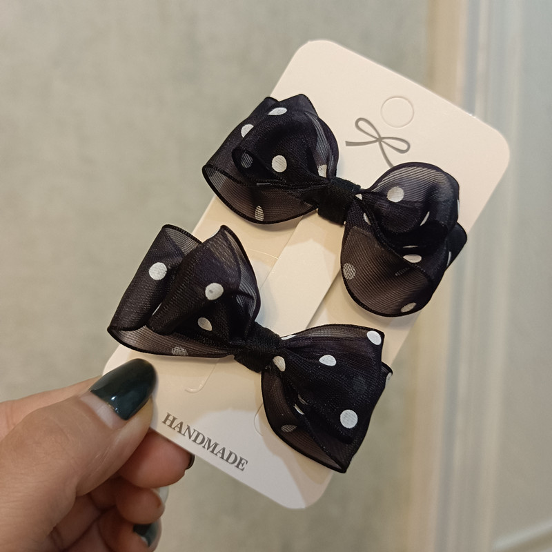 甜美少女学生儿童发卡波点对夹