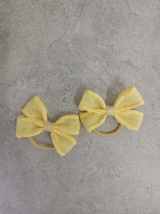 宝宝女孩头绳甜美可爱亮黄色迷你绢纱蝴蝶结皮筋发圈发绳 春夏新款