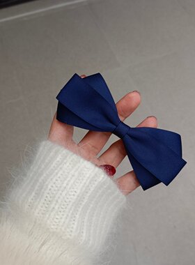 原创成人甜美发夹藏蓝色多层大蝴蝶结公主发夹顶夹马尾夹发饰女