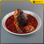 仿真剁椒鱼头模型假红烧鱼剁椒鱼头假菜食品模型鱼头火锅厂家定制