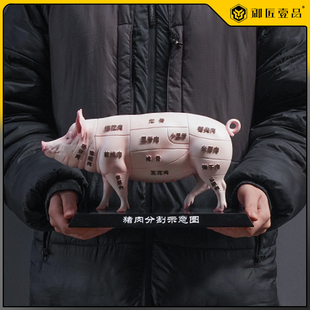 仿真猪肉分割模型摆件烤肉店超市生鲜猪肉店展示道具黑猪摆设