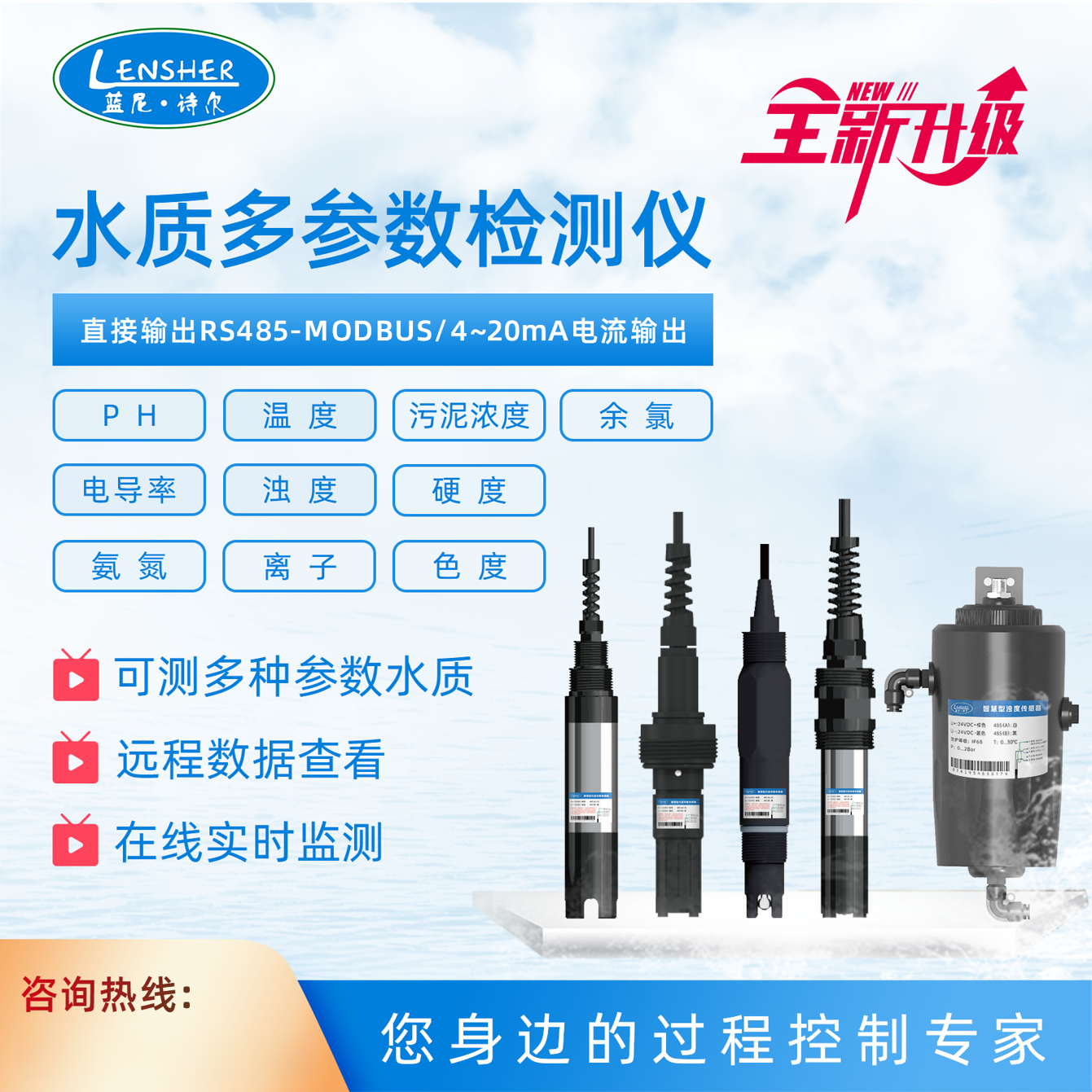 在线检测电导率浊度余氯溶解氧