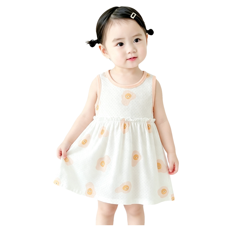 法国URCINS洋气小裙子婴幼儿背心纯棉连衣裙0-1-2岁薄款公主睡裙