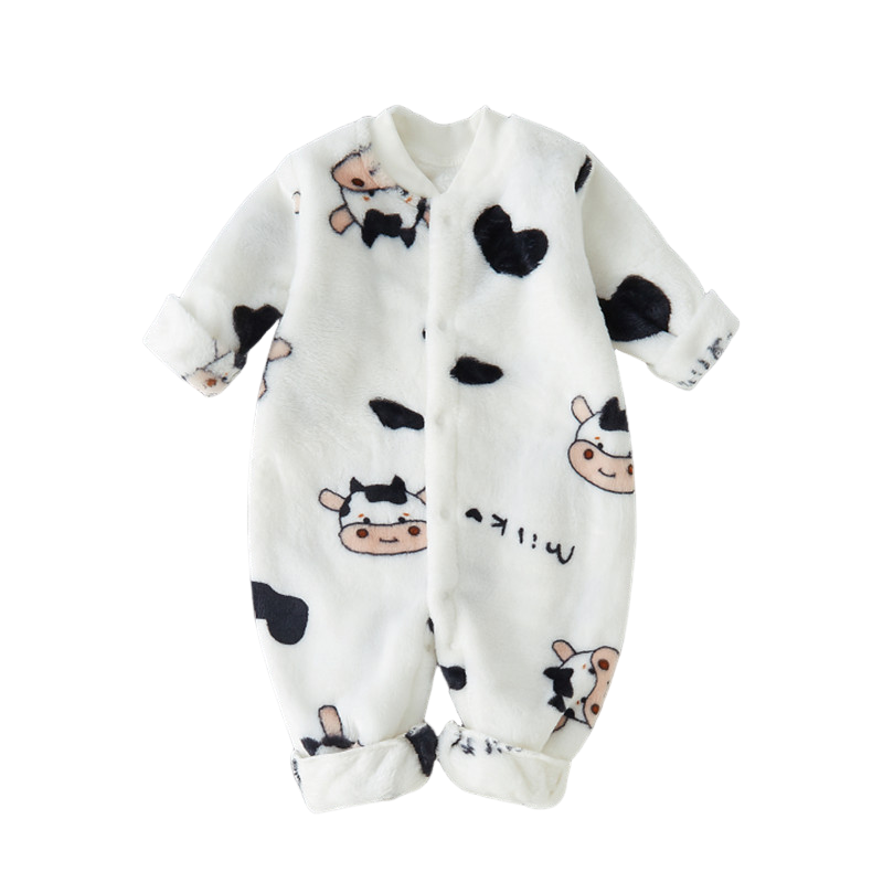 欧美婴儿珊瑚绒加绒加厚连体衣宝宝冬装哈衣男童新生儿秋冬季睡衣
