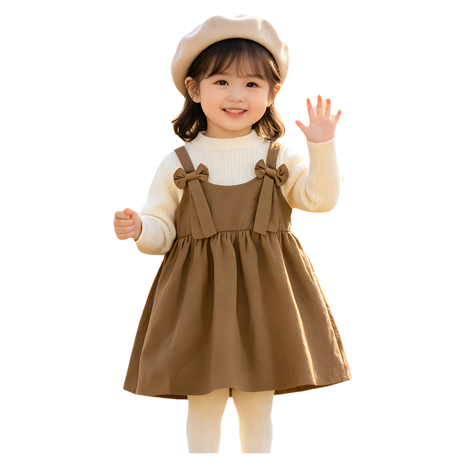 法国URCINS秋装裙子两件套新款女童连衣裙套春秋公主裙背带裙套装
