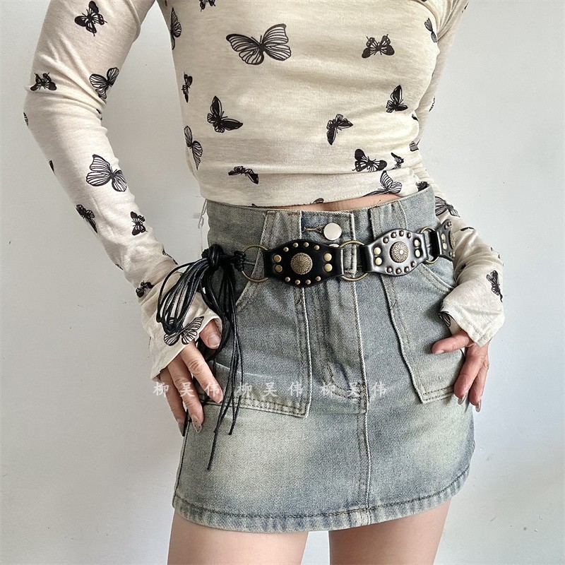 宽腰带配裙子装饰女款个性