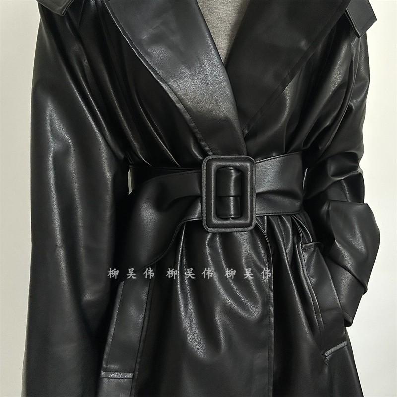 软皮~无孔腰带配衣服收腰~高级感