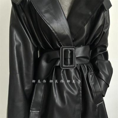 软皮~无孔腰带配衣服收腰~高级感
