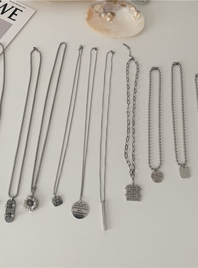 嘻哈街头潮人钛钢不掉色冷淡风男女蹦迪项链ins潮学生装饰品吊坠