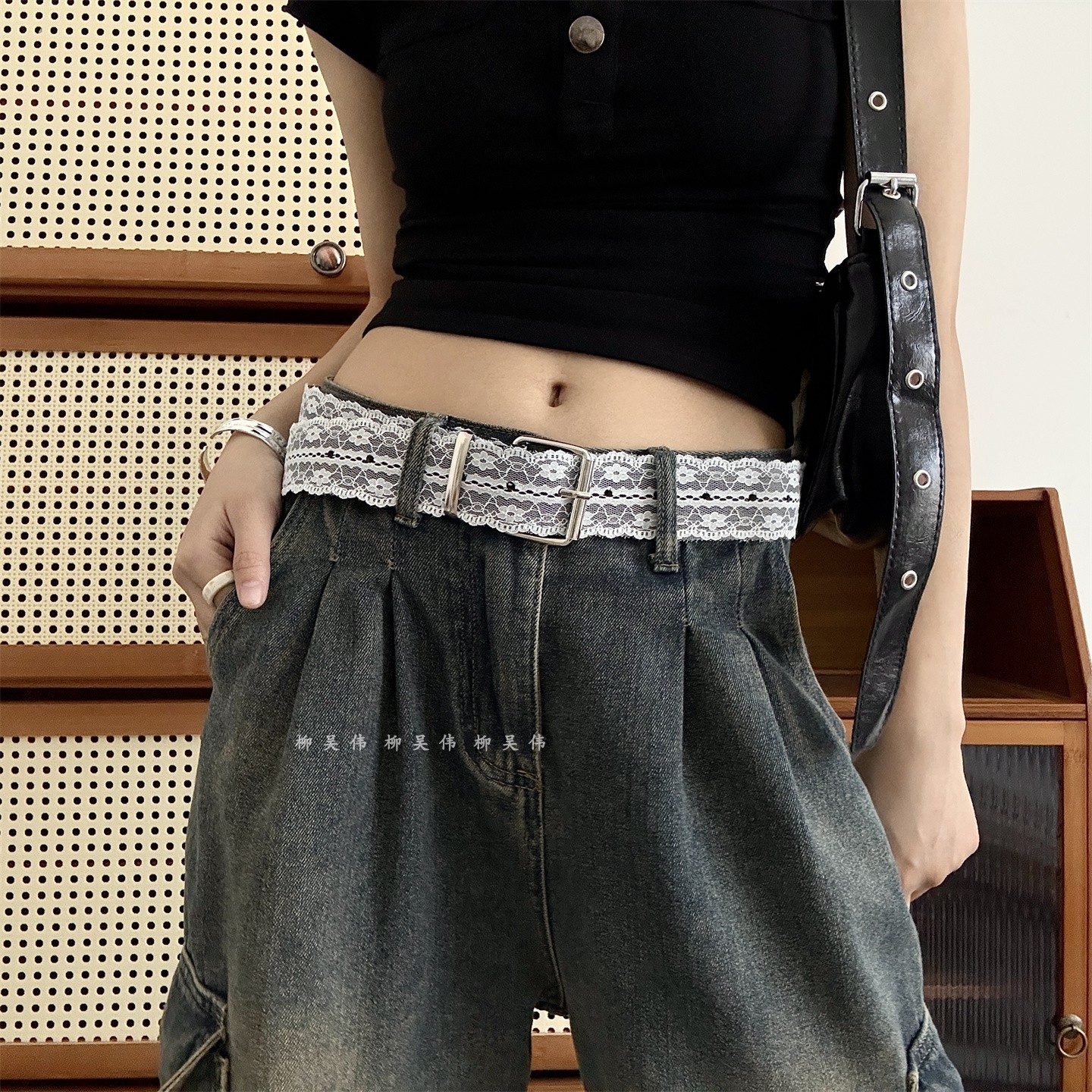 蕾丝皮带~轻奢法式风白色腰带！