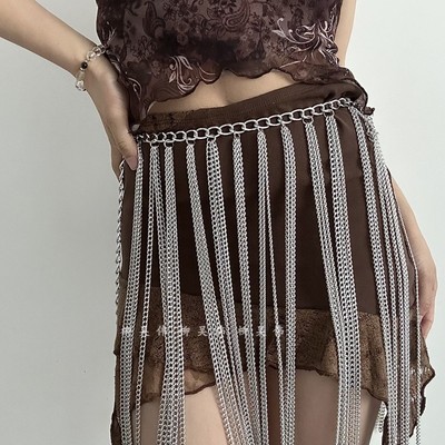 舞蹈~长款~链条流苏腰链配饰~