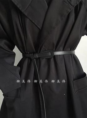 打结真皮腰带女士黑色高级感配裙子大衣西装外套收腰腰封装饰时尚