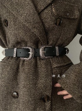 柳吴伟欧美双头扣腰带女收腰百搭装饰配西装裙子大衣收腰2025新款